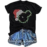 Christmas Shirt for Women Magical Holiday Short Sleeve Tee Xmas Tree Castle Graphic Snowflake Lights Print Gift