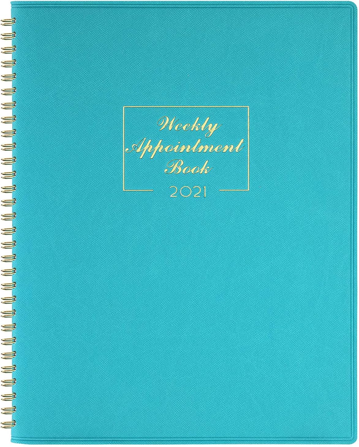 2021 Weekly Appointment Book & Planner - Daily Hourly Planner 8.4" x 10.6", Jan - Dec, 15-Minute Interval, Flexible Soft Cover, Twin-Wire Binding : Office Products