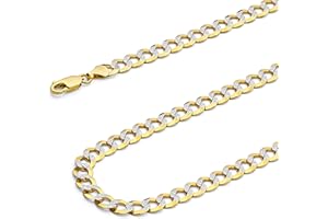 Wellingsale 14K Solid Gold Cuban Link Open Curb Chains (Select Options)