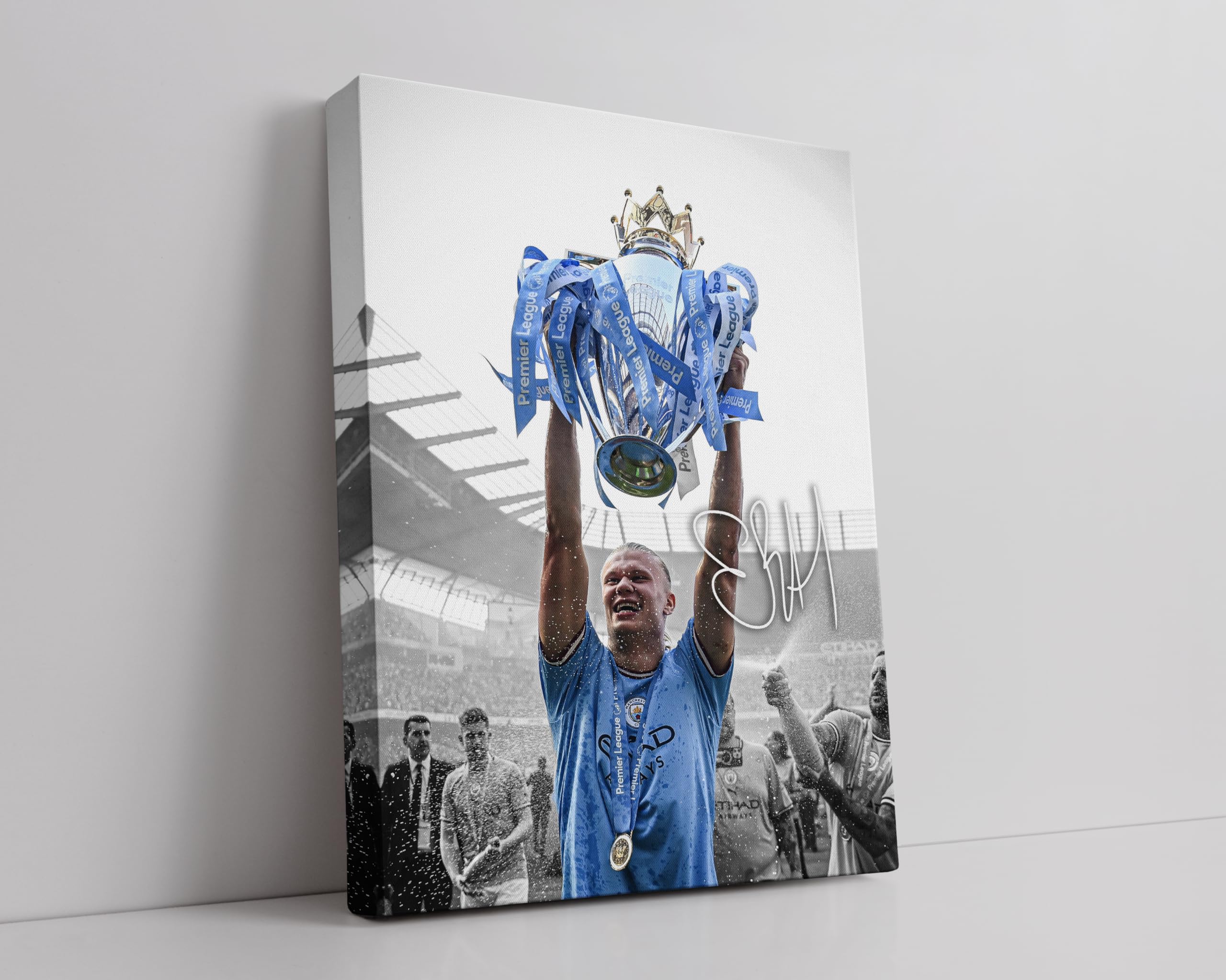 HWC Trading Erling Haaland Manchester City 16 x 12 inch Streched Canvas Print Signed Autograph for Football Fans and Supporters - Image 6