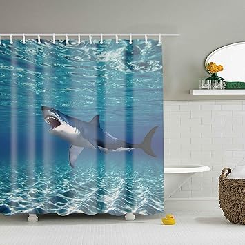 Amazon Com Wanl The Great Shark Shower Curtain Bath Decorations