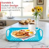 DIVCHI 2-Pack Serving Tray Set Non-Slip with Handles 40.5 x 28.5 cm Blue/White view 3