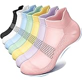 ACTINPUT Cushioned Compression Socks for Women 7 Pairs,Ankle Running Socks with Heel Tab, Anti-Blister Low Cut Athletic Socks