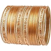 Touchstone "Colorful 2 Dozen Bangle Collection Indian Bollywood Alloy Designer Jewelry Special Large Size Bangle Bracelets Set of 24 in Gold Tone for Women.