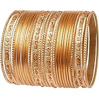 Buy NEW! Touchstone Metallic Colorful 2 Dozen Bangle Collection Indian Bollywood Textured Fuschia Color Jewelry Special Large Size Bangle Bracelets Set Of 24 In Gold Tone For Women at