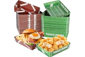 ATILOY 50PCS Football Disposable Paper Trays Football Party Decorations Football Party Supplies，Football Food Boats Sport Party Supplies, Football Paper Snack Tray for Carnival, Football Birthday Party