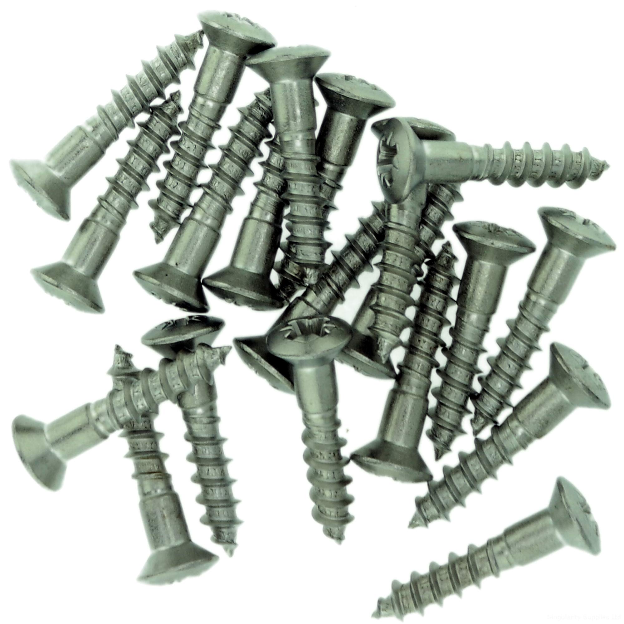 No.8 x 1.38 (4.0mm x 35mm) Pozi Raised Countersunk Wood Screw - Stainless Steel (A2) (Pack of 20)