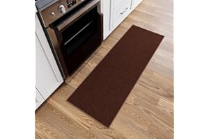 Ottomanson Hallway Runner Rug 2'2" x 6' Non Slip Solid Area Rugs Easy to Clean Laundry Rug Runner Durable & Pet Friendly Floor Carpet Runners for Hallways Entryway Living Room Kitchen, Brown
