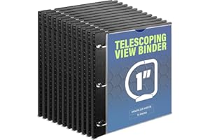WOT I 12-Pack Telescoping 3 Ring Binder 1 Inch, Expandable Flexible Binder - Patented Design for Easy Portability, Holds 225 Sheets, Perfect for School, Office&Home Organization, Black