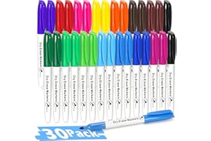 Duchong 30 Packs Dry Erase Markers in 15 Assorted Colors, Fine Tip Whiteboard Markers for Kids Teachers, Dry Erase Pens Bulk for Classroom Home, Back to School Supplies