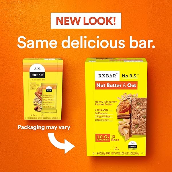 RXBAR NUT BUTTER AND OAT PROTEIN BARS, PROTEIN SNACKS, SNACK BARS, HONEY CINNAMON PEANUT BUTTER, 23.2OZ BOX (12 COUNT)