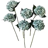 Fall Blue Hydrangea Artificial Flowers,6Pcs Faux Fall Hydrangea Flowers,Artificial Hydrangeas Flowers with Stems,Fake Hydrangeas,Silk Hydrangeas Flowers with Stems for Home Decor (Fall Blue)