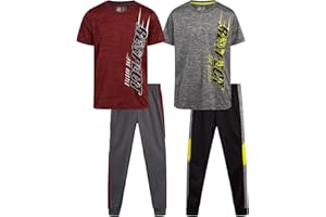 Pro Athlete Boys' Sweatsuit Set - 4 Piece Performance Shirt and Tricot Sweatpants (Size: 8-16)
