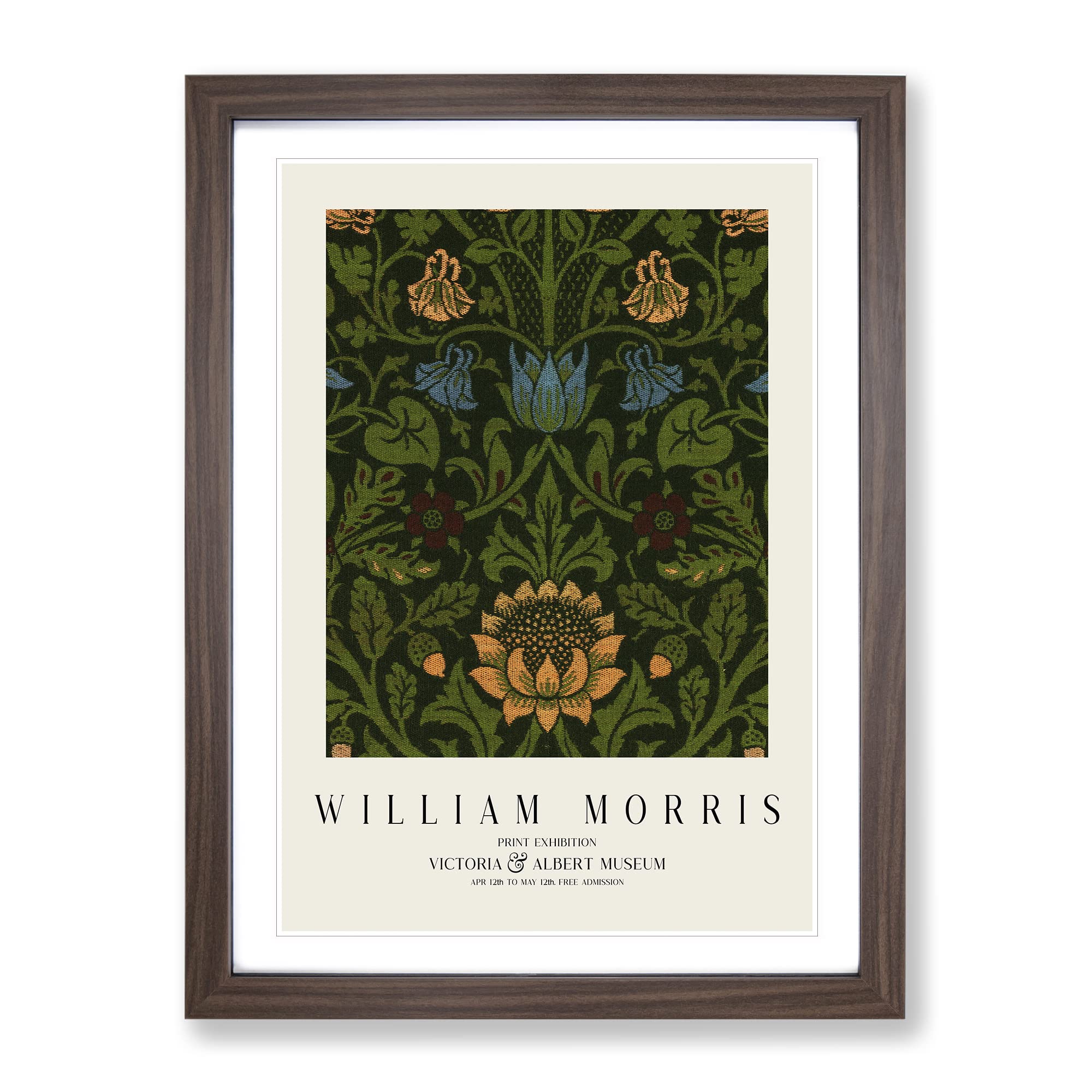 Violet And Columbine Vol.1 By William Morris Exhibition Museum Painting Framed Wall Art Print, Ready to Hang Picture for Living Room Bedroom Home Office Décor, Walnut A4 (34 x 25 cm)