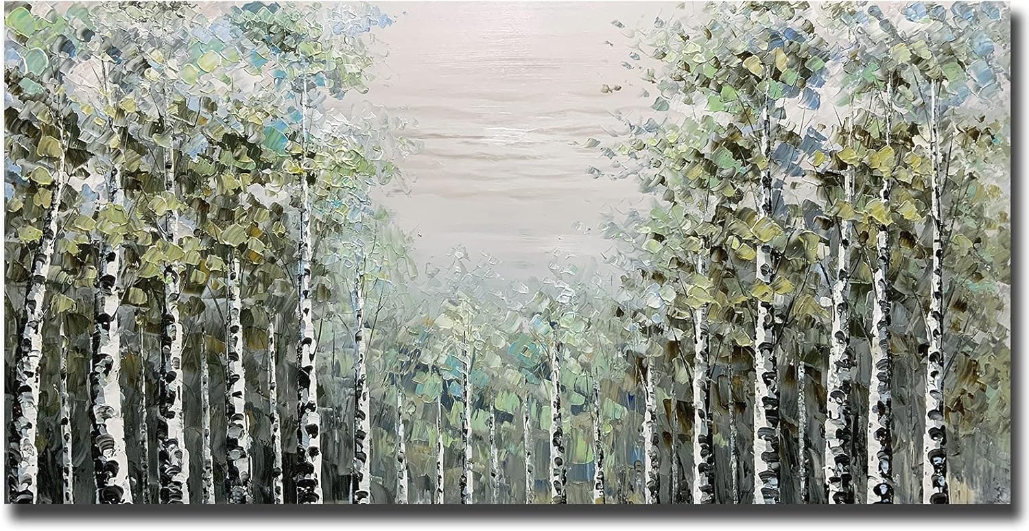 Paintings - Tiancheng Art, 24X48 inch Hand Painted Oil Paintings Impressionism Canvas Art Wall Art Framed Paintings for Bedroom Living Room Decorations Dining Room Art for Walls