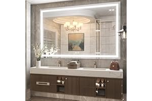 TETOTE 60 x 40 LED Bathroom Mirror LED Mirror Bathroom Mirror with Lights Bedroom LED Vanity Mirror Makeup Mirror Dimmable Anti-Fog Wall Mounted Room Decor