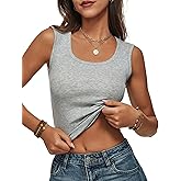 Women Wide Strap Ribbed Cropped Tank Tops 2026 Summer Trendy Crop Top Tight Fit Basic Sleeveless Camisole