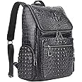 boshiho Real Leather Laptop Backpack Fashion Travel Bag Daypack for Men (L - Metal Zipper Pull)