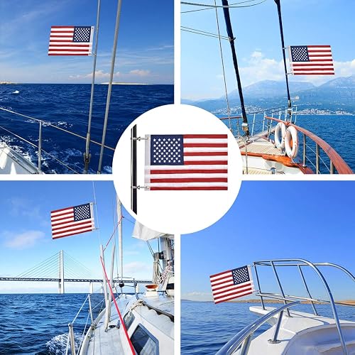 Buy Universal Boat Flag Marine 16"x24" With 4 Boat Flag Pole Kits Ensign Nautical American Flag Fully Wit