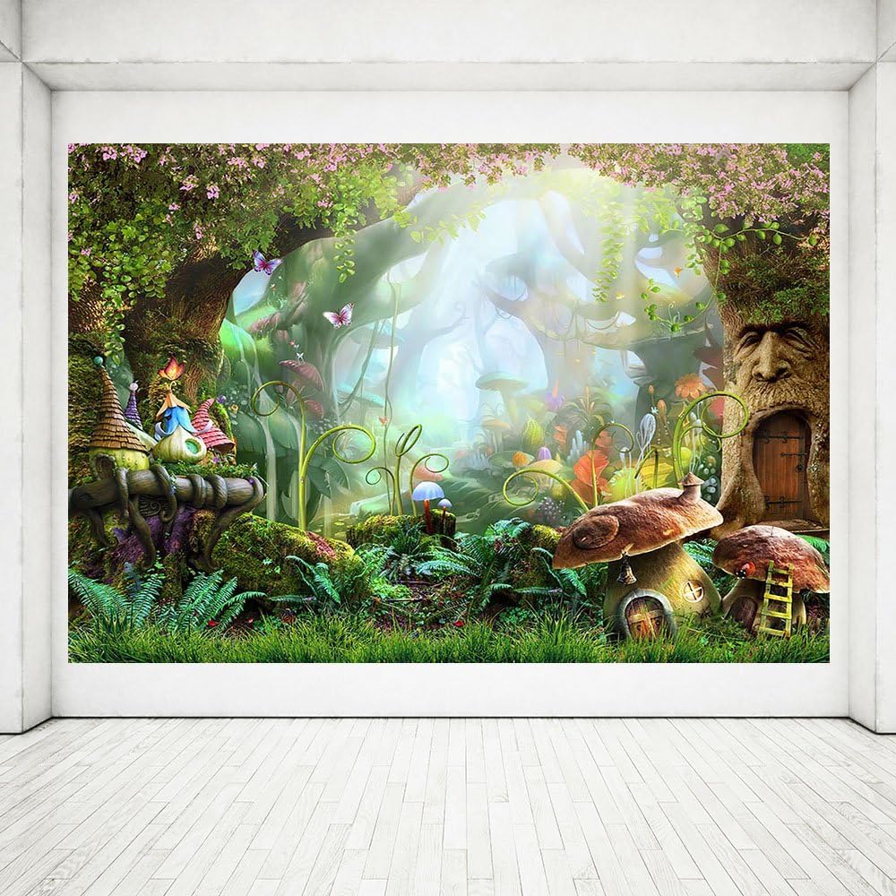 MEHOFOTO 7x5ft Photo Background Fairy Tale Enchanted Forest Birthday Party Decoration Banner Children Backdrops Props for Photography - Image 4