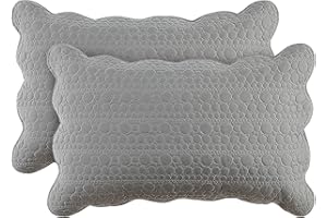 BOSOWOS Standard Size Pillow Shams Set of 2, Ultra Soft Breathable 20 x 26 Inches Quilted Pillow Cases Envelope Closure for Sleeping, Grey Small Round Standard 2Pack