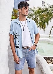 COOFANDY Men's Hawaiian Shirts Short Sleeve Button