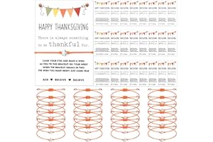Quelay 24 Sets Thanksgiving Party Favors Thanksgiving Bracelets Gift Bulk for Women Squad Star Thank You Bracelets Charm with Card for Fall Holiday Friendsgiving Party Goodie Bag Stuffers Supplies
