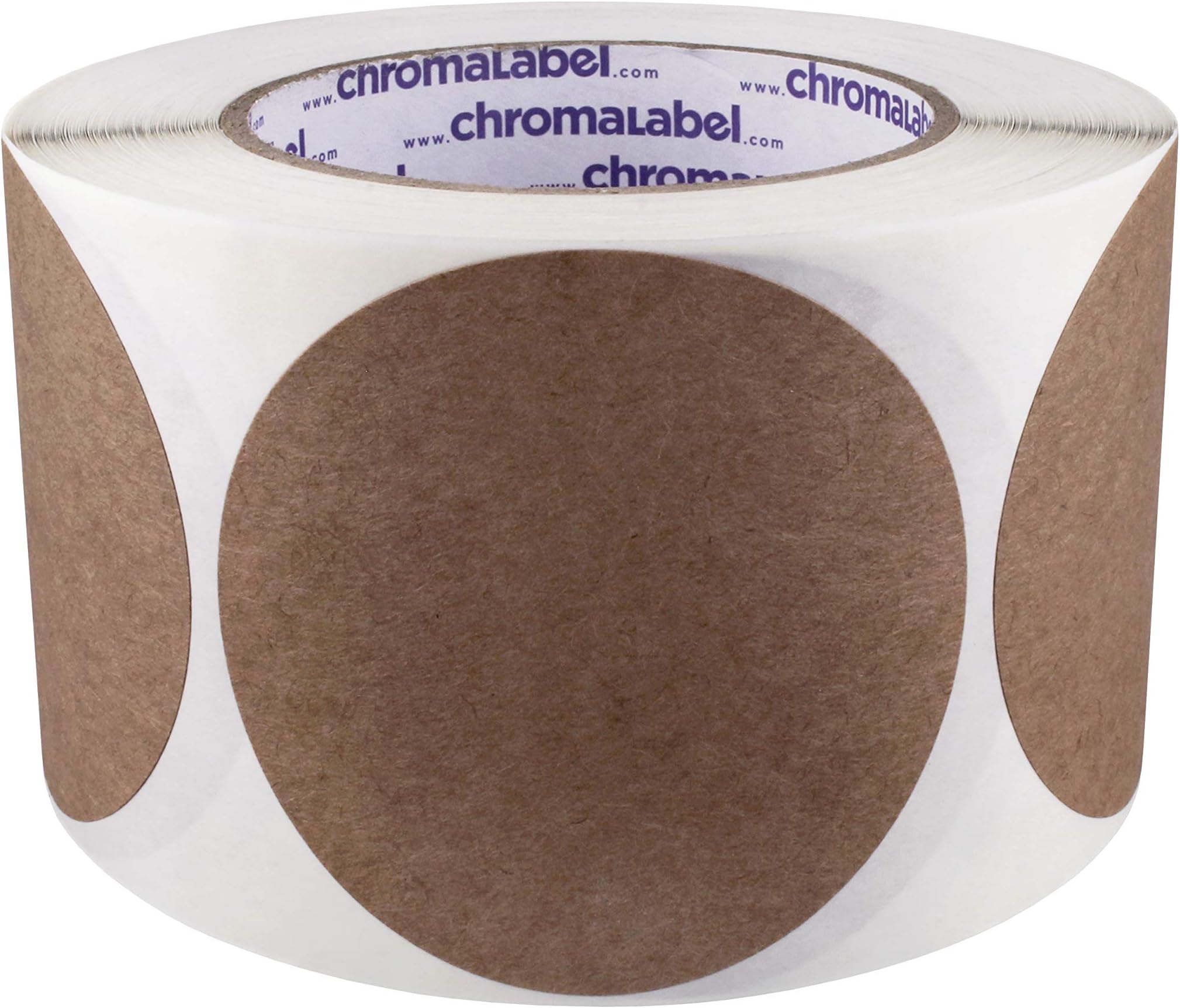 ChromaLabel Permanent Round Kraft Dot Stickers, 500/Roll, 76mm (3 inch)