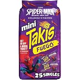 Takis Mini Rolled Tortilla Chips Multipack - Fuego, 25 Count / 1.23 oz | Bite size hot chili pepper &amp; lime flavored rolled tortilla chips, 25 portable bags for lunches or sharing; extremely spicy
