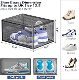 TidyTrove 6 Pcs Clear Shoe Storage Box Stackable Magnetic Door Black view 2
