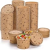 Cedilis 50 Pack Paper Containers with Lids, 8oz to Go Paper Soup Container, Disposable Kraft Food Cup for Hot or Cold Soup, I
