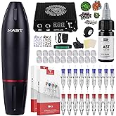 Dragonhawk Tattoo Machine Kit with Power Supply and Foot Pedal | Rotary Tattoo Pen, 20 Cartridge Needles, Black Ink and Supplies for Lining, Shading and Color Packing