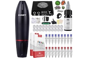 Dragonhawk Tattoo Machine Kit Rotary Tattoo Pen Gun Kit 20Pcs Tattoo Cartridges Needles Foot Pedal Power Supply for Tattoo Artists (Machine Kit)