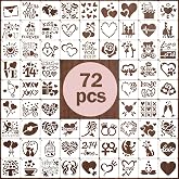 72 PCS 3x3 Inch Valentine&lsquo;s Day Stencils for Painting - Love red Heart​Kiss red Rose​Cupid's Arrow Reusable Valentine's Painting Templates on Wood, Glass, Fabric, Window Door Decor DIY Decoration