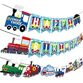 Train Birthday Party Banner Decorations Retro Train Birthday Party Supplies Steam Train Decorations Baby Showers Supplies