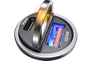 AKESR 65W USB C Car Charger Fast Charging，12V USB Outlet Accesorios para Carro，Compact Cigarette Lighter Adapter，Car Phone Charger for iPhone/17/16/15/14/13 Samsung S25 S24 S23Google Android