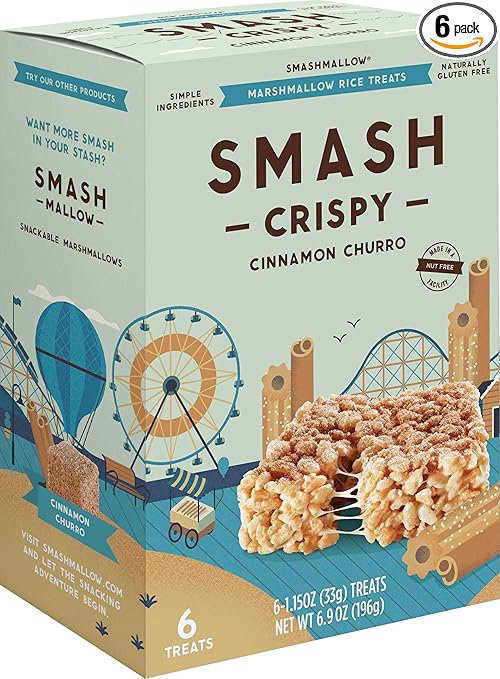 Cinnamon Churro Crispy by SMASHMALLOW | Marshmallow Rice Treats | Non-GMO | Organic Cane Sugar | Gluten-free