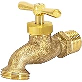 Eastman Irrigation Hose Bibb, 1/2 Inch MIP x 1/2 Inch MHT Outdoor Spigot, Brass Garden Valve, 20181
