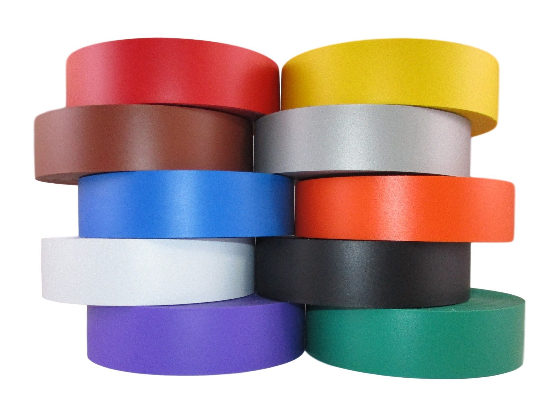 TradeGear Electrical Tape Assorted MATTE Rainbow Colors 10 Pk