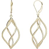 Kooljewelry 14k Yellow Gold Stylish Leverback Earrings