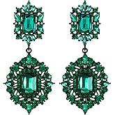 Flyonce Women's Rhinestone Crystal Wedding Art Deco Vintage Style Gatsby Chandelier Dangle Earrings