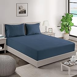 Lane Linen Queen Fitted Sheet, 100% Organic Cotton