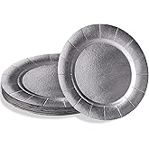 Silver Charger Disposable Paper Charger Plates - 13" (Pack of 10) - Perfect for Weddings, Birthdays, Anniversaries & More