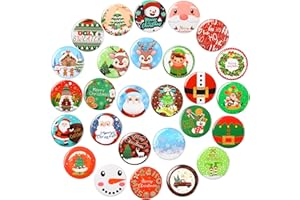 SEPGLITTER 54Pcs Christmas Party Favors Button Pins Tinplate Badge Brooch Snowman Reindeer Santa Lapel Pins for Kids Christmas Party Decorations Supplies Goodie Bag Stuffer (27 Designs)