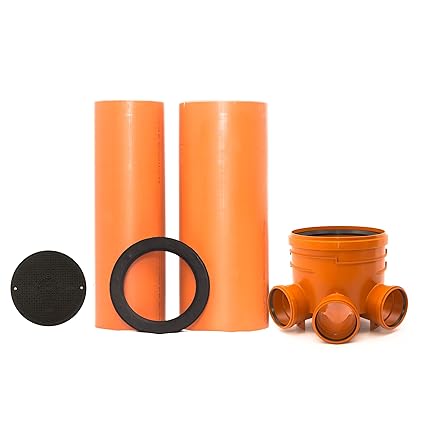 KG Schacht Abwasserschacht DN 400 Schachtboden 3x160/1x160 - Rohr DN400, DN315 - Deckel DN315 - Kanal Entwässerung Komplett S