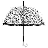 Becko Black Stick Umbrella/Flower and Heart Pattern