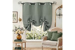 Pony Dance Blackout Shades for Windows - Tie Up Curtains and Valances Set Roman Balloon Blind Grommet Top for Kitchen/Bathroo