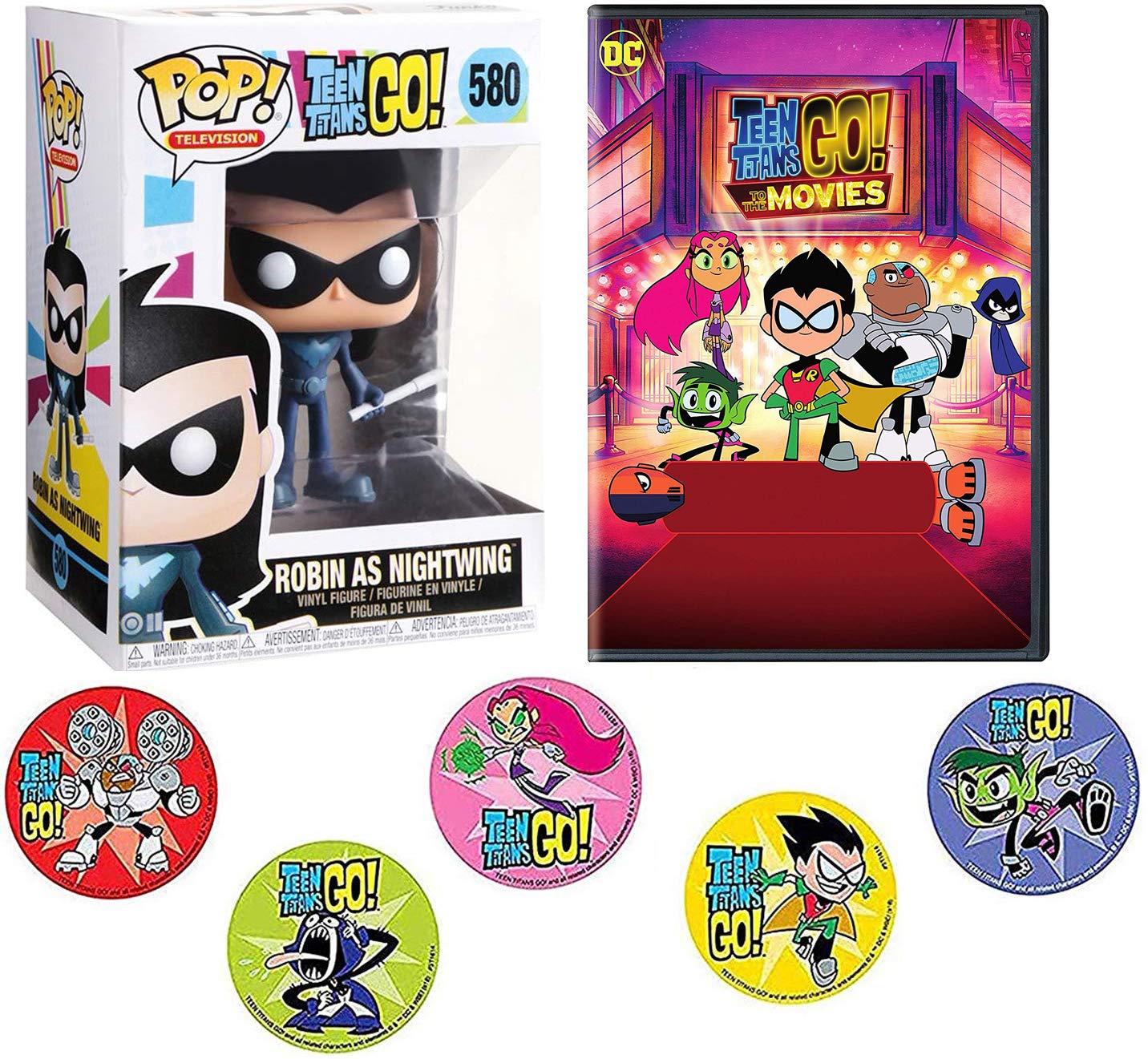 Amazon Com Night Robin Wing Beast Boy Teen Titans Cartoon Go To The Movies Pack Raven Starfire Cyborg Terra Characters Funko Pop Figure Stickers Movies Tv