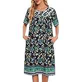 ETOSELL Short Sleeve House Dresses for Women Floral Print Nightgowns with Pockets Lounge Moo Moo Dress