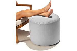 Jaxx Spring Outdoor Ottoman/Side Table, Premium Sunbrella, Granite